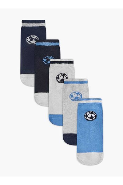 LBL by Shoexpress Football Print Ankle Length Socks - Set of 5