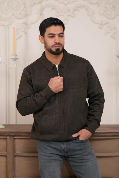 Woolen World Ζακέτα από πλέξιμο από ατσάλι με κλασική επένδυση με φερμουάρ Polo Collar