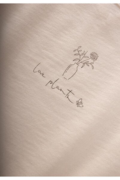 Cigit 1-8 Years Ecru T-Shirt and Vase Printed Tights Set