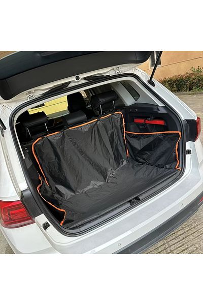 DUTRIEUX Black Polyester Fiber Cargo Liner With Orange Trim - Durable Protective Mat For Car Trunk Space