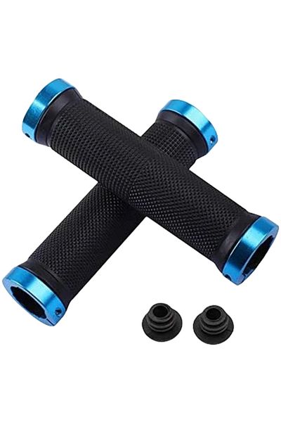 Choice Blue Bicycle Rubber Grips Alloy Lock Non-Slip Rubber Bicycle Handlebar Grips Double Aluminum Lock on