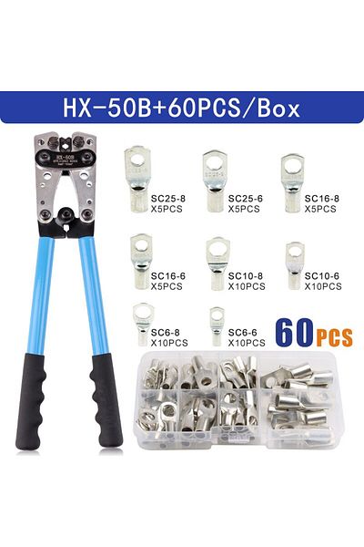 Choice HX-50B 60H Tube Terminal Crimper Hex Crimp Tools HX-50B Pliers 6-50mm2/AWG 10-0 Multitool Battery Ca