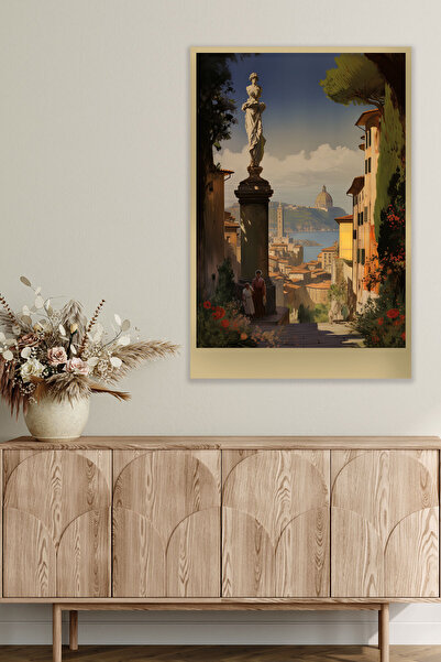 qoeuyl boutique Ζωγραφική αφίσας με θέμα ρετρό Ιταλία Νο: 5 18x27 MDF