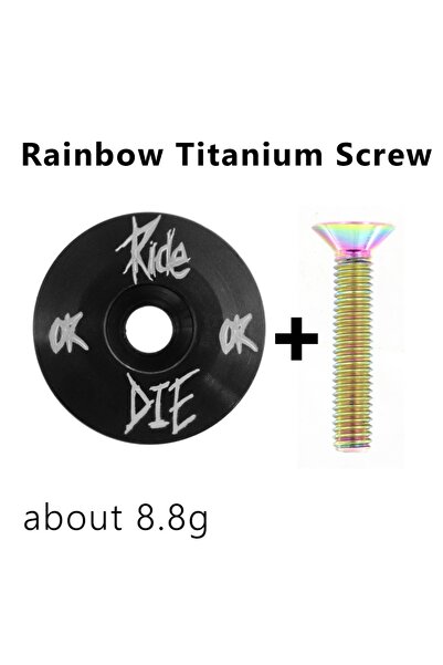 Choice براغي Rainbow Ti غطاء سماعة رأس دراجة Ride or Die العلوي مع برغي تيتانيوم M6*30 مم لواجهة 1-1/8 بوصة