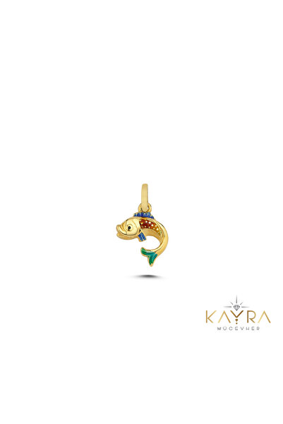 Kayra Mücevher Balık Mineli Altın Kolye Ucu AH77