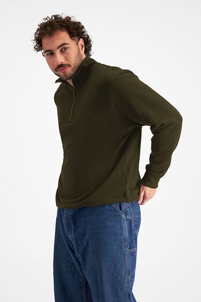 BayBayan Ανδρικό φούτερ Unisex Basic Stand Collar με μισό φερμουάρ