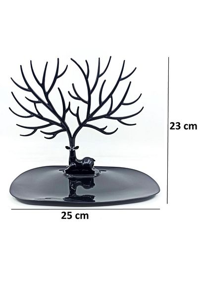 jetfast Black Color Deer Design Jewelry Stand Ring Necklace Jewellery Hanger Organizer