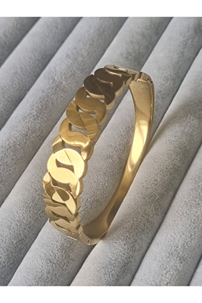 MSA TREND Kadın çelik bileklik kalın örgü model 316 L ayar çelik kelepçe gold...