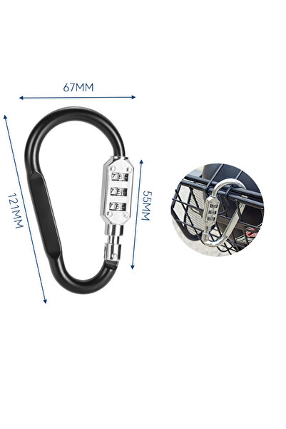 Choice مشبك كارابين فضي اللون، قطعة واحدة، قابل لإعادة ضبط كلمة المرور، سلسلة...