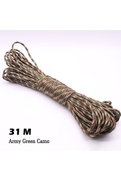 Choice حبل باراكورد أخضر عسكري مموه بطول 31 متر، 7 أنوية، 550 حبل تكتيكي، قطر...