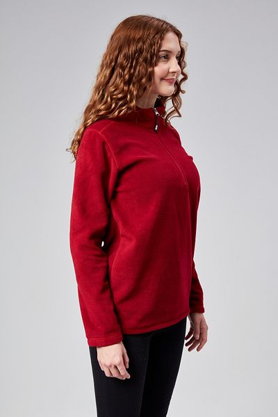 M MOONCOVER Κόκκινο γυναικείο φούτερ Fleece - Χαλαρή εφαρμογή, Ψυχρό, Σταντ γιακά