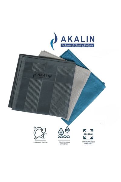 Akalın Professional Cleaning Products Orijinal 3'lü Profesyonel Mikrofiber Te...