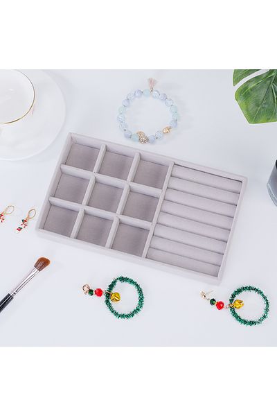Choice 9 grid tray 1pc, Flocking Jewelry Box Jewelry Tray, Suitable For: All Kinds of Jewelry Storage.