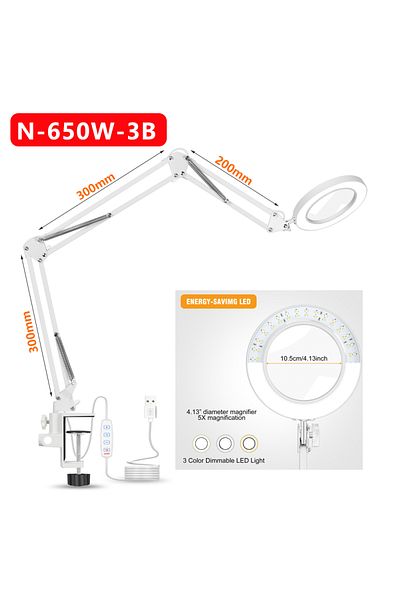 Choice 5X 105mm N-650W-3B NEWACALOX 5X Welding Magnifying Glass LED Table Desk Lamp Three-Section Folding H
