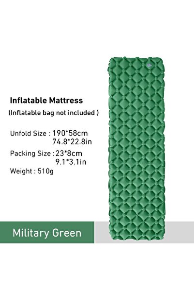 Choice وسادة نوم خضراء من WESTTUNE للتخييم خفيفة الوزن وقابلة للنفخ ومحمولة ل...