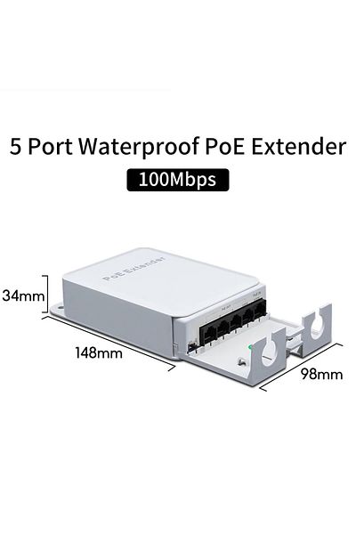 Choice موسع نطاق POE 100 متر 5 منافذ مقاوم للماء مع 4 منافذ مكرر 100/1000 ميجابايت في الثانية شبكة خارجية IP55 VLAN 44-57 فولت