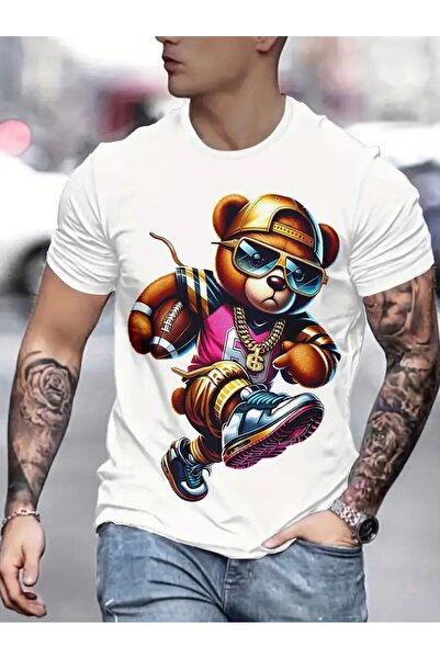 AZIZI TEKSTIL Unisex Print Λεπτομερές Oversize απλό μπλουζάκι