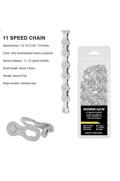 Choice 11 speed RIDERACE Bicycle Chain 116L 8 9 10 11 12 Speed Silver Ultralight Mountain Road Bike Chain F