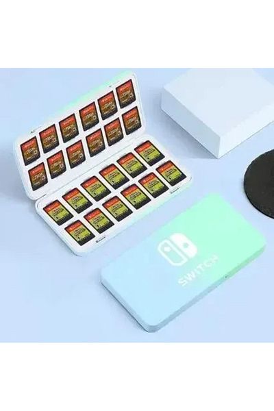 Choice Blue Green DATA FROG 24 in 1 Game Card Case Holder Hard Shell Protective Game Card Storage Box For N