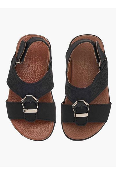 LBL by Shoexpress Textured Arabic Sandals with Hook and Loop Closure