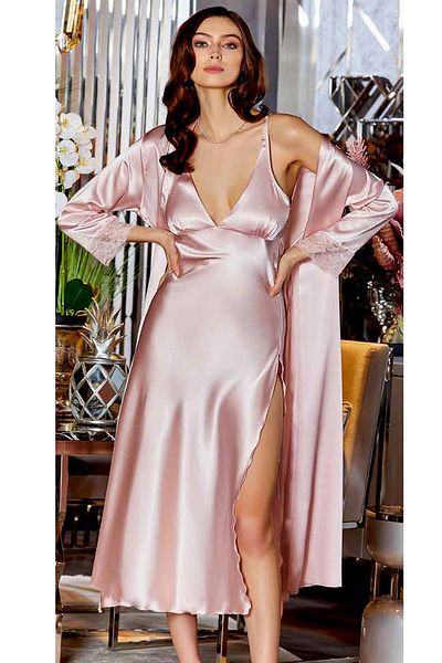 Jeremi Satin Nightgown and Dressing Gown Set