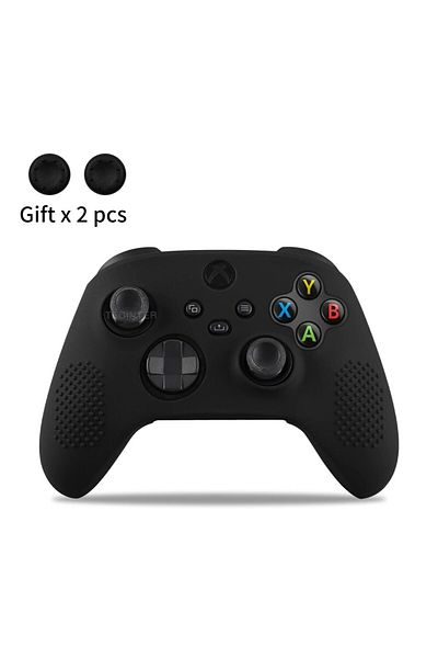 TECTINTER Black Soft Silicone Case For Xbox Series X/S Controller Protective Skin Gamepad Accessories Thumb Gr