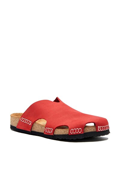 Comfortfüsse Red Nubuck Leather Anatomical Cork Sole Leather Unisex Sabo-trudi