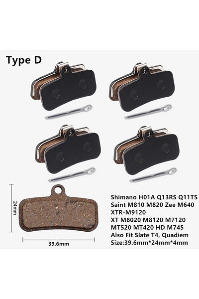 Choice Type D 4pairs Bike Mtb Semi-metallic Disc Brake Pads For Shimano B01s G01s A01s Xtr Xt Slx Deore Sra