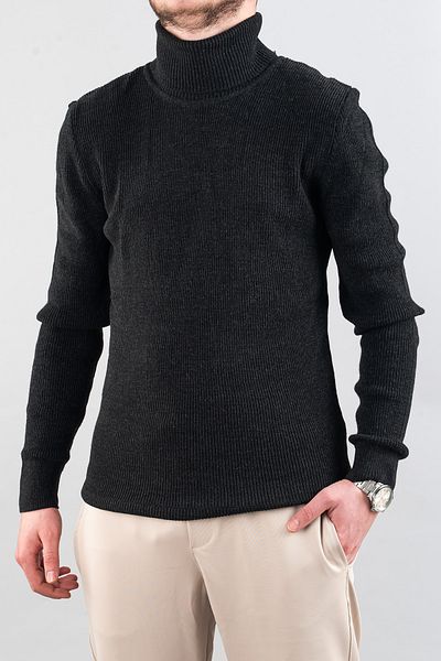 bombe Мъжки пуловер с поло яка Slim Fit, памучен, черен