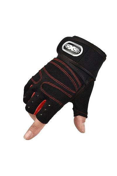Choice L Red Fitness Half Finger Gloves Men And Women Wrist Guard Sports Dumbbell Riding Non Slip Horizonta