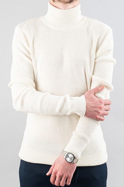 bombe Men's Slim Fit Turtleneck Cotton Turtleneck Sweater White