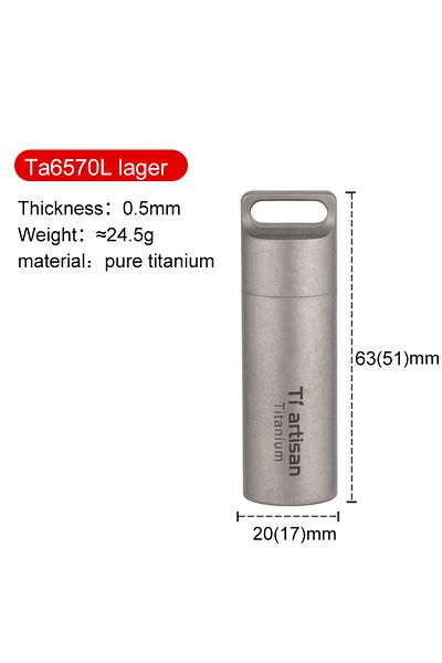 Choice أدوات L Tiartisan Titanium Mini EDC المحمولة زجاجة دواء محكمة الغلق للاستخدام المنزلي في الهواء الطلق صندوق حبوب منع الحمل مقاوم للماء.