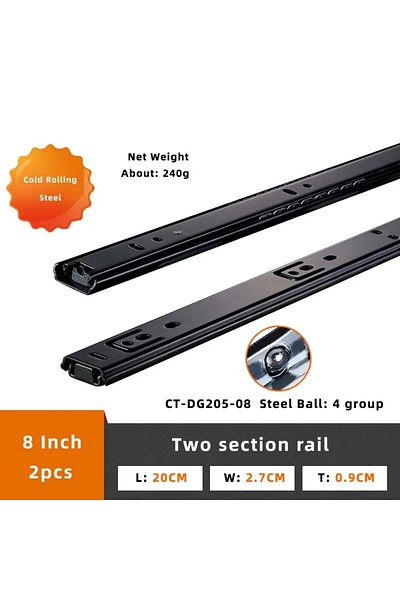 Choice DG205 8Inch Drawer Rail 8~20Inch Cold Rolled Steel Drawer Slides Close Drawer Sliding Track Two-Sect