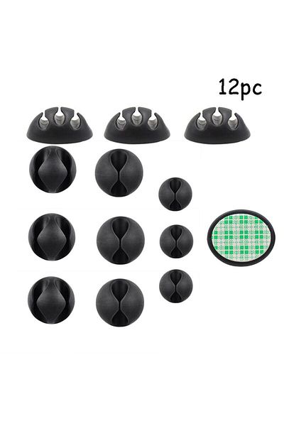 Choice Black 12pc 20pcs Cable Clip Winder Organizer Round Charger Cord Clips Desk Tidy Management Wire Adhe