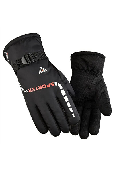 Choice قفازات شتوية حمراء للرجال والنساء بأصابع كاملة دافئة من الصوف السميك ل...