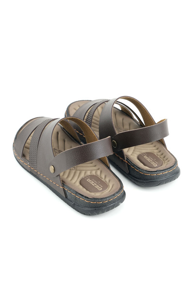 GEZER Yazlık Erkek Suni Deri Rahat Taban Sandalet Terlik