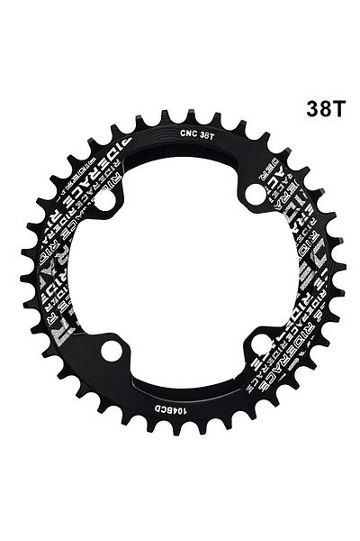 riderace 38T Black RIDERACE Bicycle Crank Chainring 104BCD Round Shape Narrow Wide 32T/34T/36T/38T Mountain B