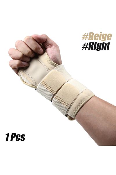 Choice A03346-Beige-Right 1Pc Professional Wrist Support Splint Arthritis Band Belt Carpal Tunnel Wrist Bra