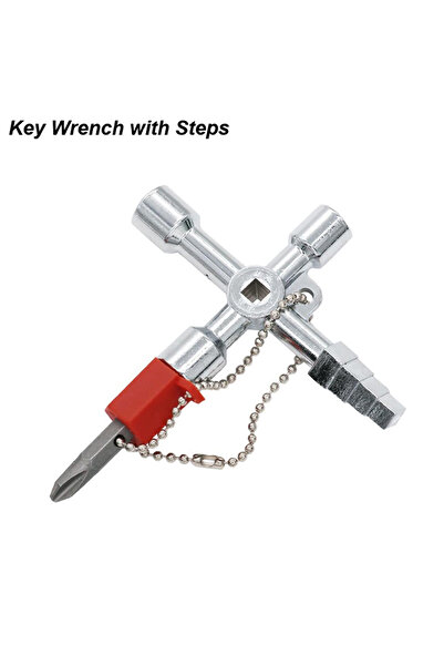 atooltour Key Wrench Steps Multi-Functional Water Utility Triange Key Wrench Plumbing Spanner Square Triangle