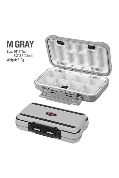 YIRUMEI صندوق أدوات صيد مقاوم للماء باللون الرمادي من M-gray، صندوق تخزين أدو...