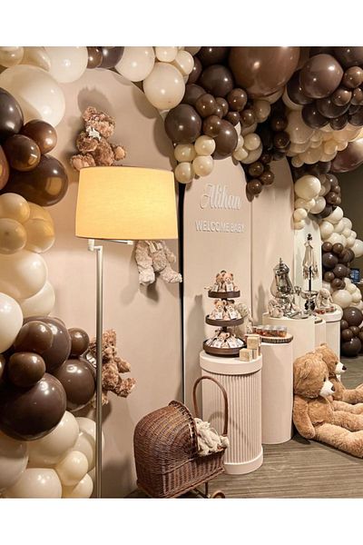 Çemrek Süs Parti Chocolate Coffee Milk Coffee Sea Sand Balloon Chain Set of 100