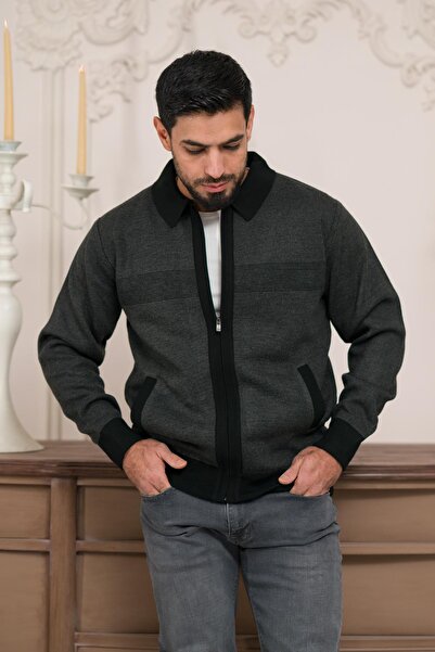 Woolen World Поло з коміром на блискавці, класичний крій, підкладка з візерунком, трикотажний светр