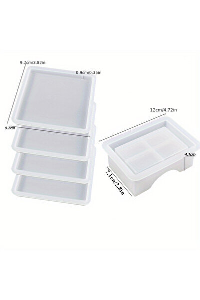 choice2 B Coaster Resin Molds Set Include 1pc Coaster Storage Box Mold, 4Pcs ...