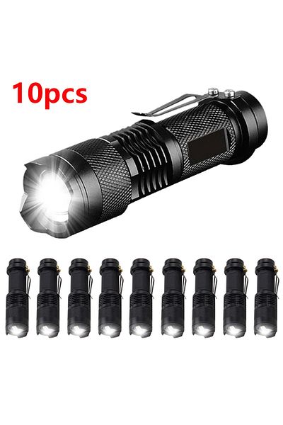 Choice 10pcs 1/3/5/10Packs Portable Mini Q5 LED Flashlight Tactical Lamp Torch Adjustable Focus Zoomable Fl