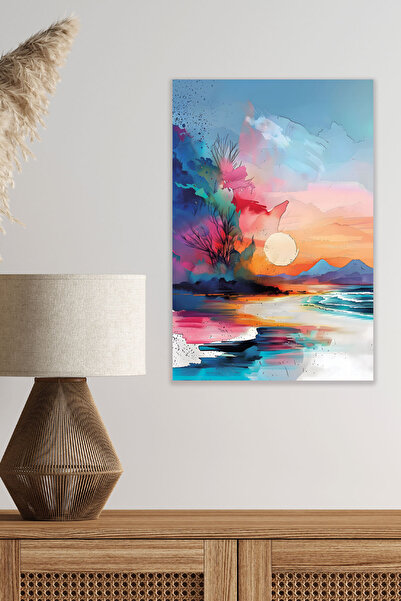 qoeuyl boutique Ελαιοχρωματισμός με ρετρό θέμα τοπίου No:9 18x27 MDF Ξύλινη α...