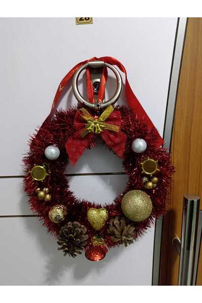 BURASS BABY KİDS Yılbaşı Süsü Kapı Duvar Doğal Çelenk Hobi Yeni Yıl Parti Eğlence Hediyelik 30cm
