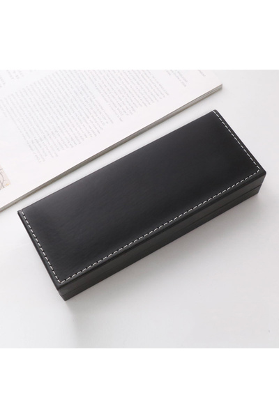 Choice صندوق هدايا أقلام حبر جاف فاخر باللون الأسود مصنوع من الجلد الصناعي وح...