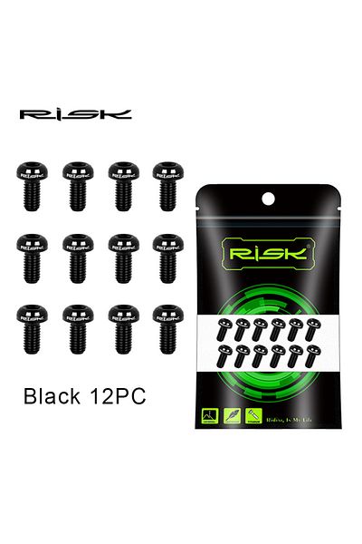 Choice Black RISK 12pcs M5X10mm Bicycle Disc Brake Rotor Bolt Road MTB Bike T25 TC4 Titanium Torx Rotor Fix