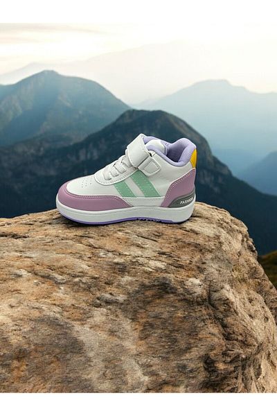 iskarpino Pantofi sport pentru fete, cu velcro, sezonier, din piele, ortopedice, cu pudră albă