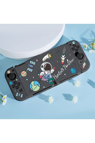 DUTRIEUX Style1 Spaceman Case For Nintendo Switch OLED Protective Case Clear Case TPU Soft Protect Shell Game